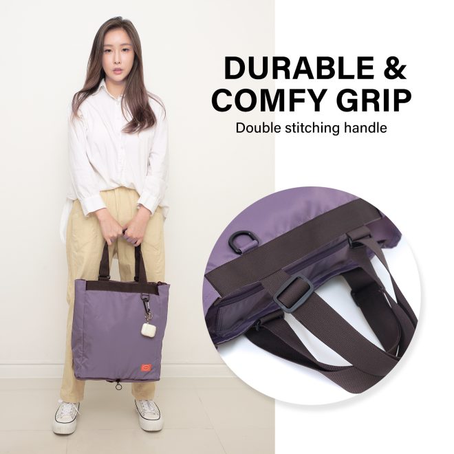 KOELE Shopper Bag Tote Bag Foldable Travel Laptop Grocery KO-SHOULDER – Purple