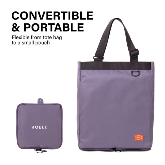 KOELE Shopper Bag Tote Bag Foldable Travel Laptop Grocery KO-SHOULDER – Purple