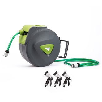 Dynamic Power Garden Water Hose Retractable Rewind Reel Wall Mounted