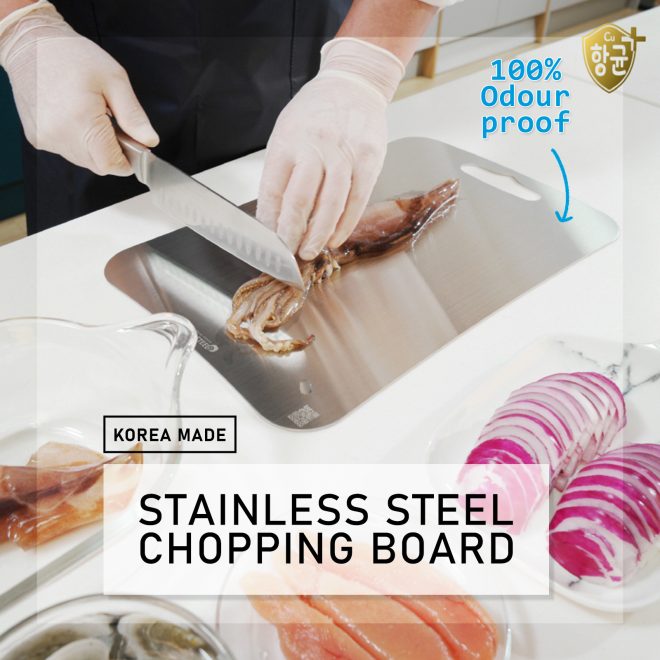 MOM’S STEEL Combo Stainless Steel – L, Cutting Board + Chopping Board Holder