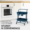 Kandoka Trolley Cart Storage Utility Rack Organiser Swivel Kitchen – Blue, 2 Tier