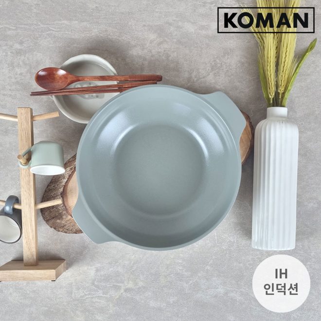 KOMAN 28cm Shinewon Two Hands Wok Ceramic Non-stick Titanium Coat – Grey, 1 x Wok