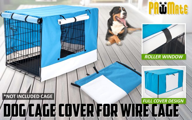 Paw Mate Cage Cover Enclosure for Wire Dog Cage Crate – 24inch, Blue