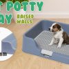 PS KOREA Dog Pet Potty Tray Training Toilet Raised Walls T1 – Blue