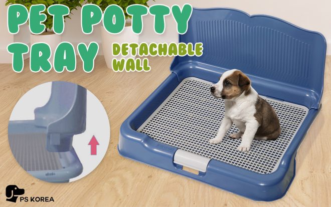 PS KOREA Dog Pet Potty Tray Training Toilet Detachable Wall T2 – Blue