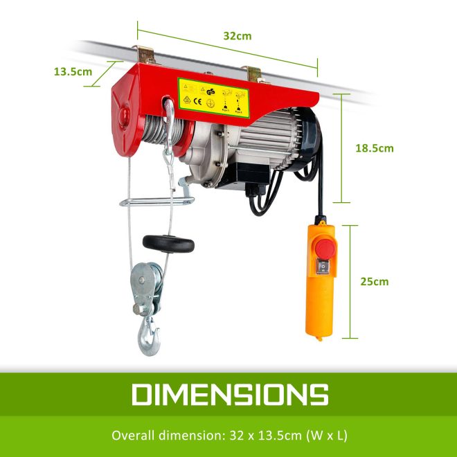 Dynamic Power Electric Hoist Remote Chain Lift 240V – 510w 125/250KG