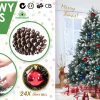 Home Ready 210cm 1290 tips Green Snowy Christmas Tree Xmas – 6ft, Pine Cones + Bauble Balls