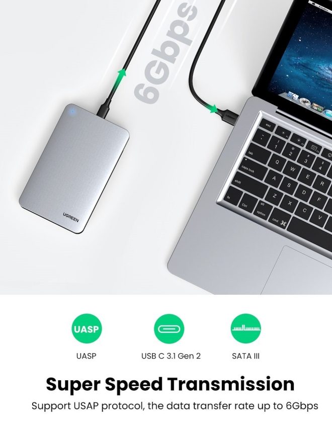 UGREEN 70498 USB C 2.5″ Hard Drive Enclosure