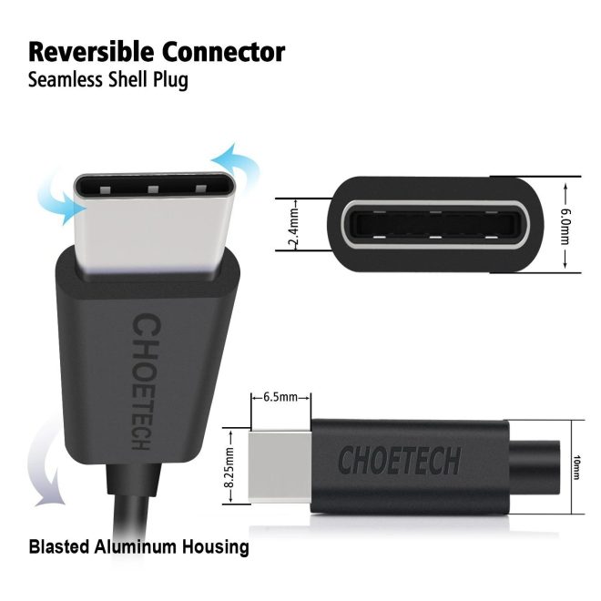 CHOETECH AC0001 USB-A to USB-C Charge & Sync Cable Black – 3M