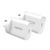 CHOETECH MIX00109 USB-C PD 20W AC Charger Adapter 2-Pack White