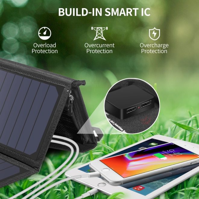 CHOETECH SC001 19W Portable Solar Panel Charger SunPower Panels Dual USB Charger for Camping/RV/Outdoors