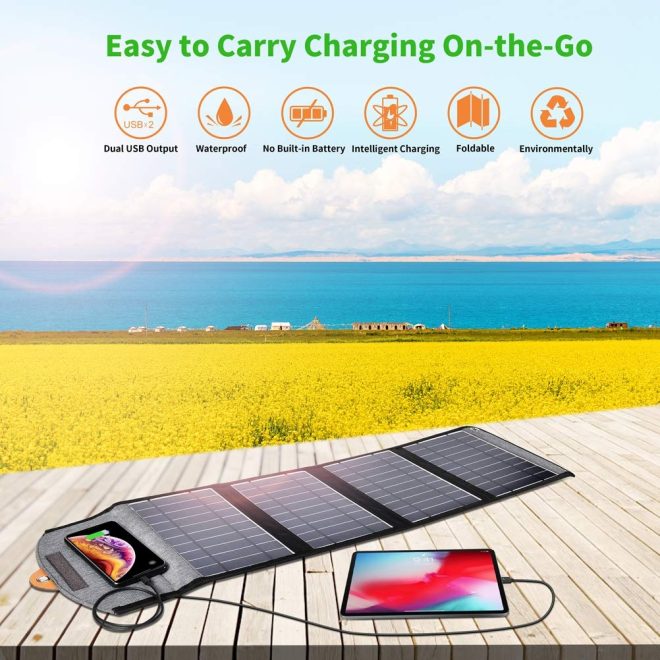 CHOETECH SC005 22W Portable Waterproof Foldable Solar Panel Charger (Dual USB Ports)