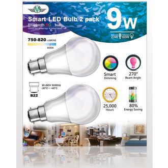 MV SMART BULB 9W B22 TWIN PACK (apple app only )