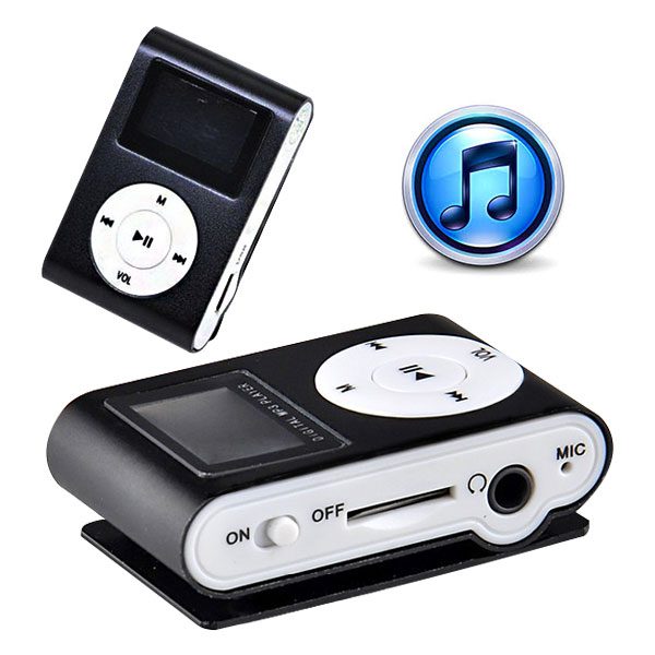 Mini Clip 16G MP3 Music Player With USB Cable & Earphone – Black