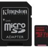 KINGSTON  Canvas React: MicroSD 128GB , 100MB/s read and 70MB/s write with SD adapter  SDCR – 128GB