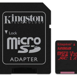 KINGSTON Canvas React: MicroSD 128GB , 100MB/s read and 70MB/s write with SD adapter SDCR