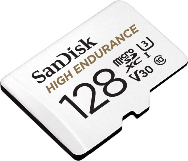 SANDISK HIGH ENDURANCE MICROSDHC CARD SQQNR UHS-I C10 U3 V30 100MB/S R 40MB/S W SD ADAPTOR SDSQQNR–GN6IA – 128GB