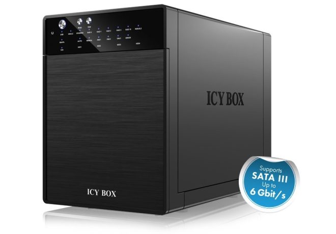 ICY BOX External 4 bay RAID System for 3.5″ SATA I / II / III hard disks with USB 3.0 and eSATA (IB-RD3640SU3)