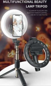 TEQ Q07 Bluetooth Ring Light Selfie Stick  + Tripod stand