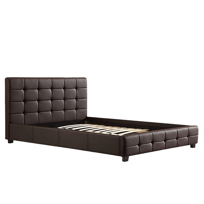 Arrow PU Leather Deluxe Bed Frame – DOUBLE, Brown