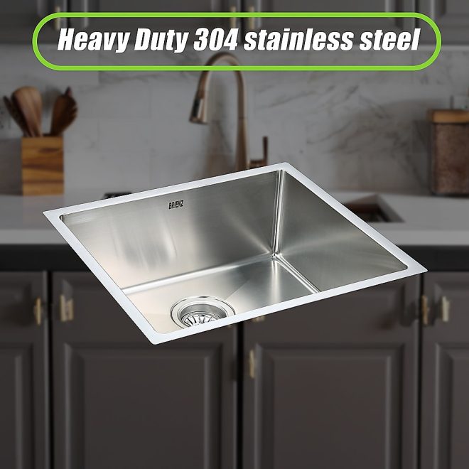 490x440mm Handmade Stainless Steel Undermount / Topmount Kitchen Laundry Sink with Waste