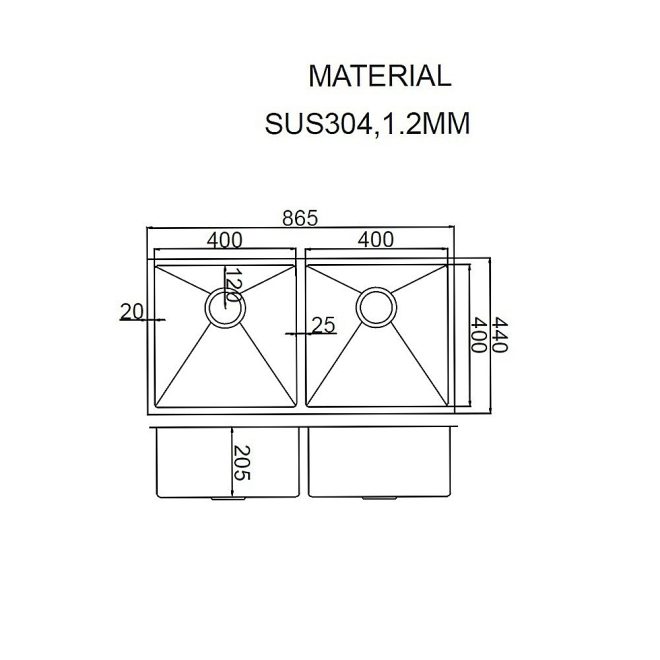 Stainless Steel Sink – 86.5×44 cm