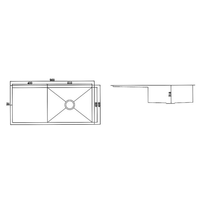 960x450mm Handmade Stainless Steel Undermount / Topmount Kitchen Sink with Waste