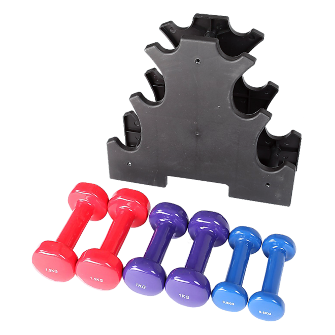 6-Piece Dumbbell Set with Rack