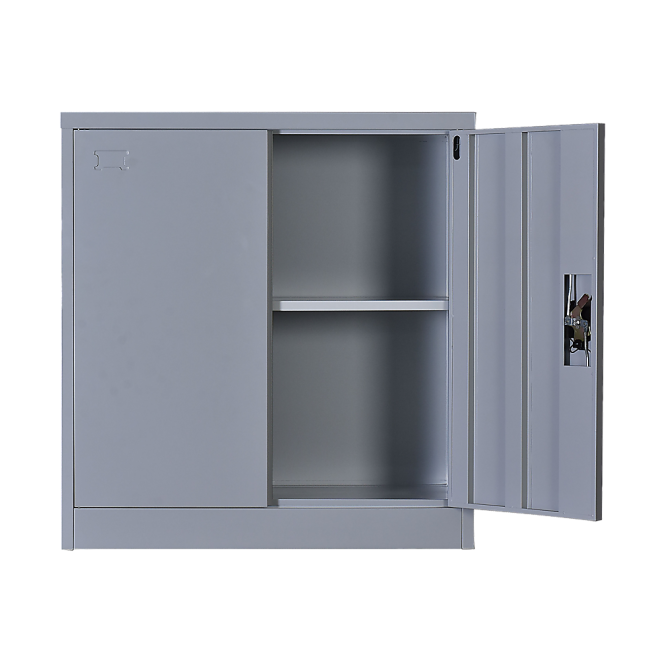 Two-Door Shelf Office Gym Filing Storage Locker Cabinet Safe – 90 x 85 x 40 cm, Grey