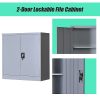 Two-Door Shelf Office Gym Filing Storage Locker Cabinet Safe – 90 x 85 x 40 cm, Grey