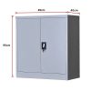 Two-Door Shelf Office Gym Filing Storage Locker Cabinet Safe – 90 x 85 x 40 cm, Grey