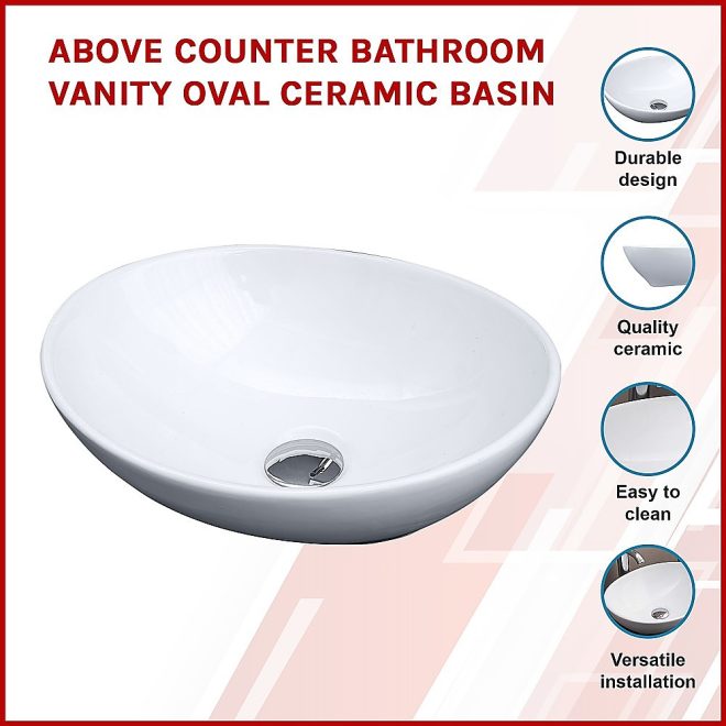 Above Counter Bathroom Vanity Ceramic Basin – Oval