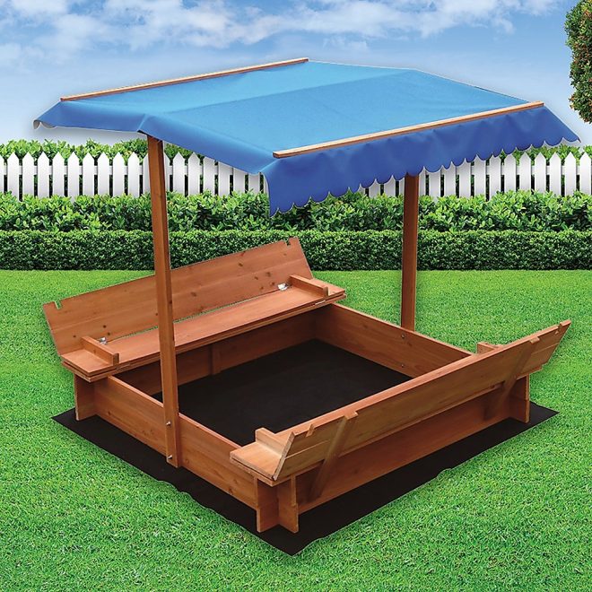 Kids Wooden Toy Sandpit with Canopy