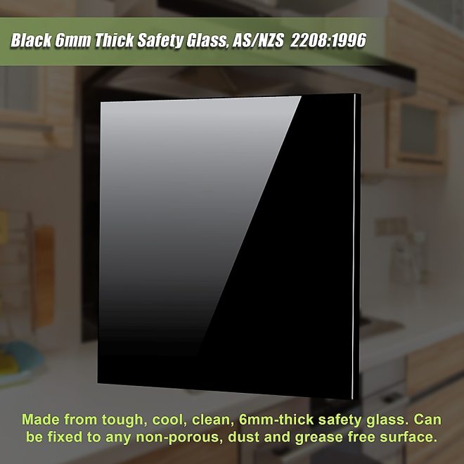 Toughened Glass Kitchen Splashback – 60 x 75 cm, Black