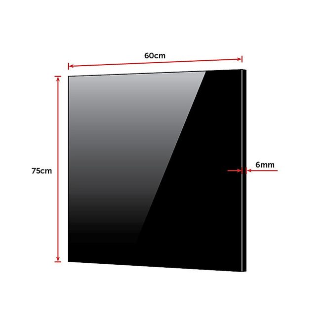 Toughened Glass Kitchen Splashback – 60 x 75 cm, Black