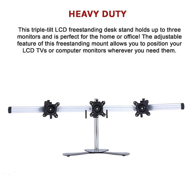 Triple Tilt LCD Monitor Mount Freestanding Desktop Stand