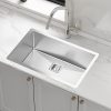 Handmade 1.5mm Stainless Steel Undermount / Topmount Kitchen Sink with Square Waste – 810 x 505 mm