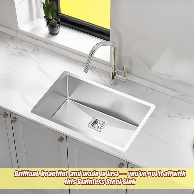 Handmade 1.5mm Stainless Steel Undermount / Topmount Kitchen Sink with Square Waste – 810 x 505 mm