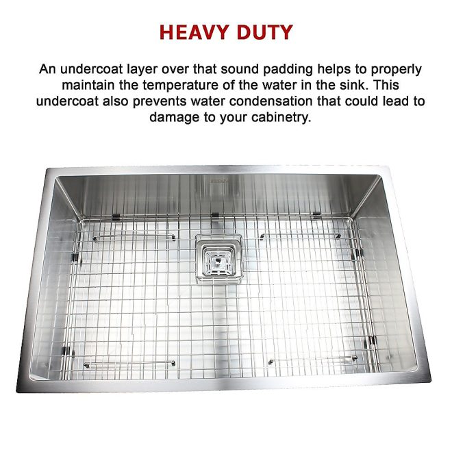 Handmade 1.5mm Stainless Steel Undermount / Topmount Kitchen Sink with Square Waste – 810 x 505 mm