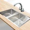 835x505mm Handmade 1.5mm Stainless Steel Undermount / Topmount Kitchen Sink with Square Waste