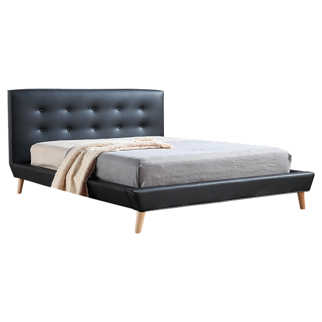 Arden PU Leather Deluxe Bed Frame – DOUBLE, Black