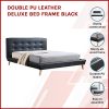 Arden PU Leather Deluxe Bed Frame – DOUBLE, Black