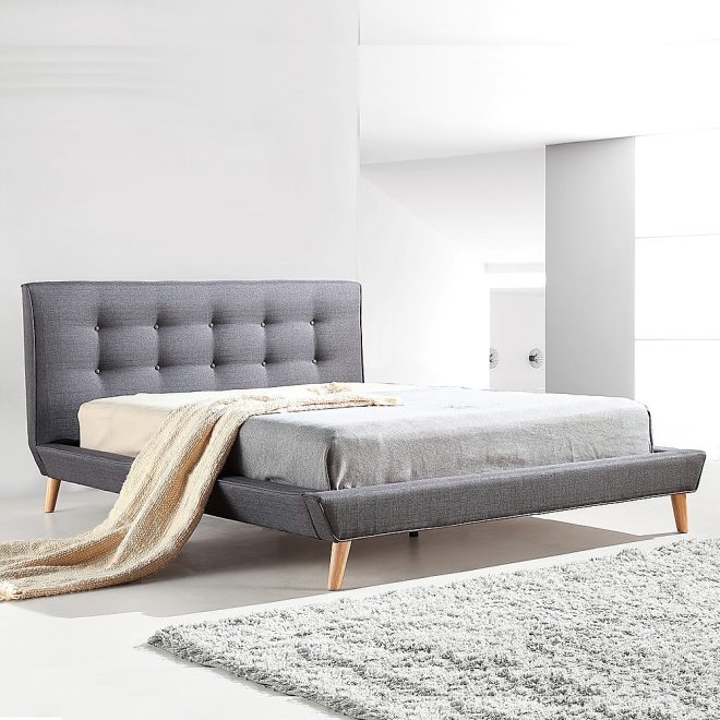 Parilla Fabric Deluxe Bed Frame Grey – DOUBLE