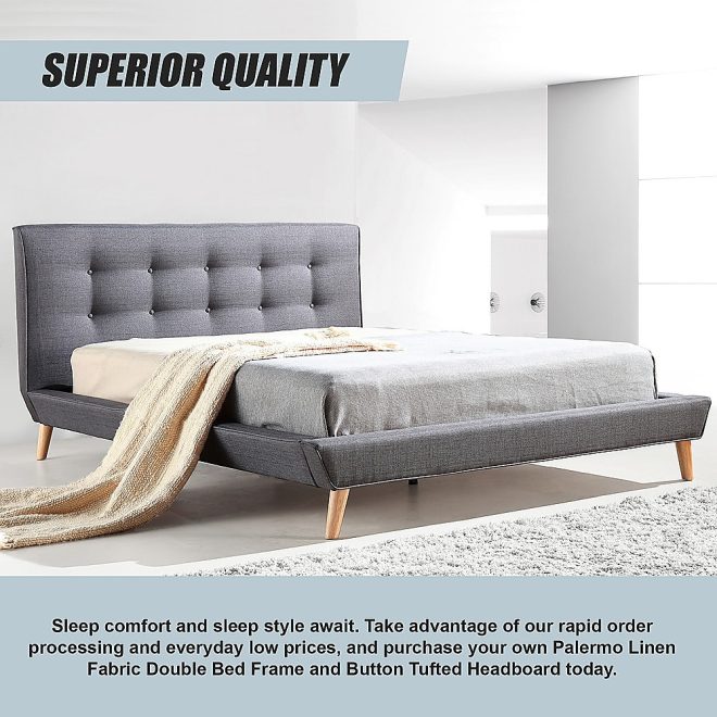 Parilla Fabric Deluxe Bed Frame Grey – DOUBLE