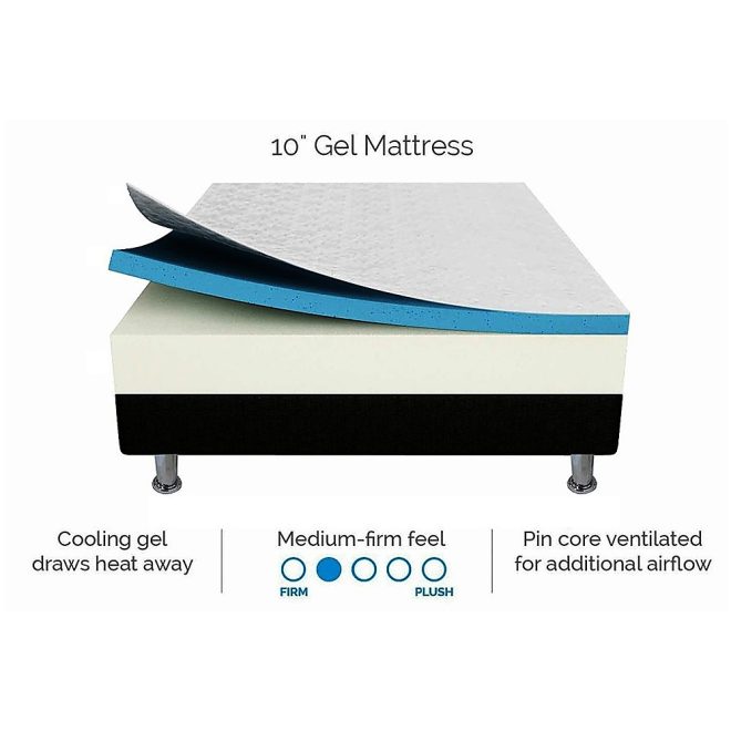 Auburn 25cm Gel Memory Foam Mattress – Dual-Layered – CertiPUR-US Certified – QUEEN