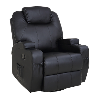 Massage Sofa Chair Recliner 360 Degree Swivel PU Leather Lounge 8 Point Heated