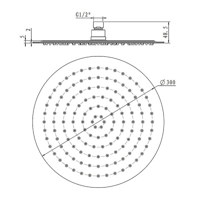 300mm Shower Head Round 304SS Chrome Showerhead