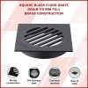 Square Black Floor Grate Drain 110 mm Full Brass Construction