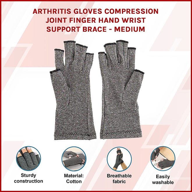 Arthritis Gloves Compression Joint Finger Hand Wrist Support Brace – Medium