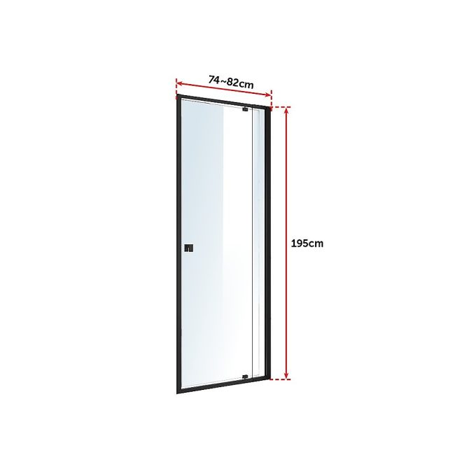 Adjustable Semi Frameless Shower Screen Australian Safety Glass – (74~82) x 195 cm